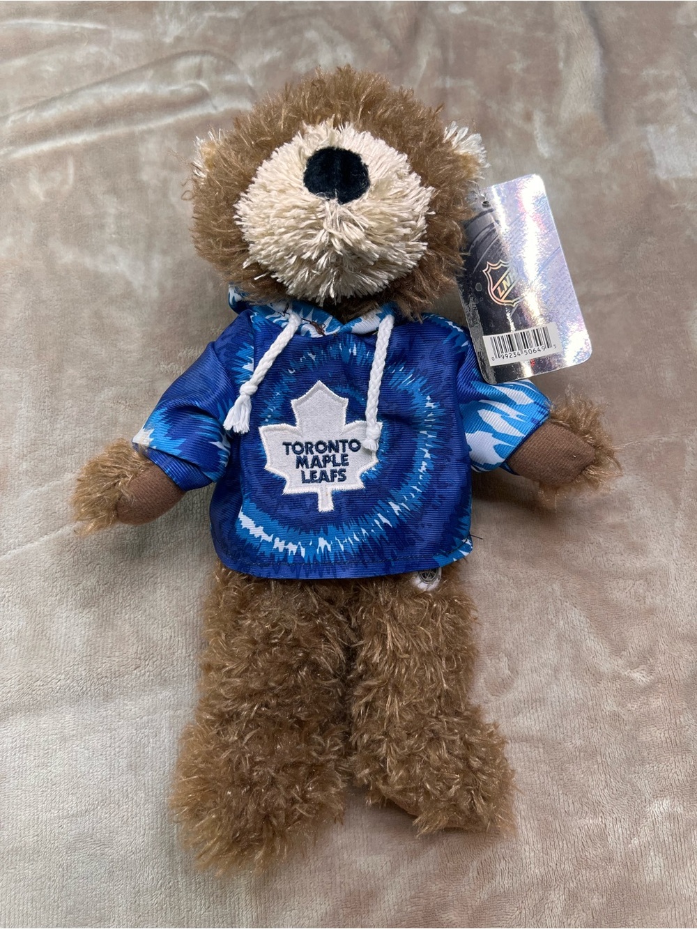 NHL Toronto Maple Leafs Fuzzy Brown Teddy Bear Stuffy with Hockey Hoodie